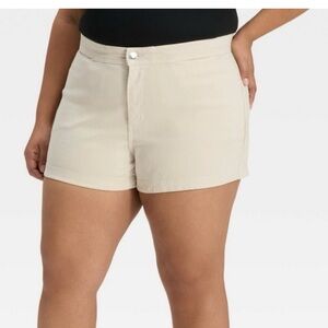 AVA & VIV high waist smart jeans shorts beige/cream Size 22 NWT
